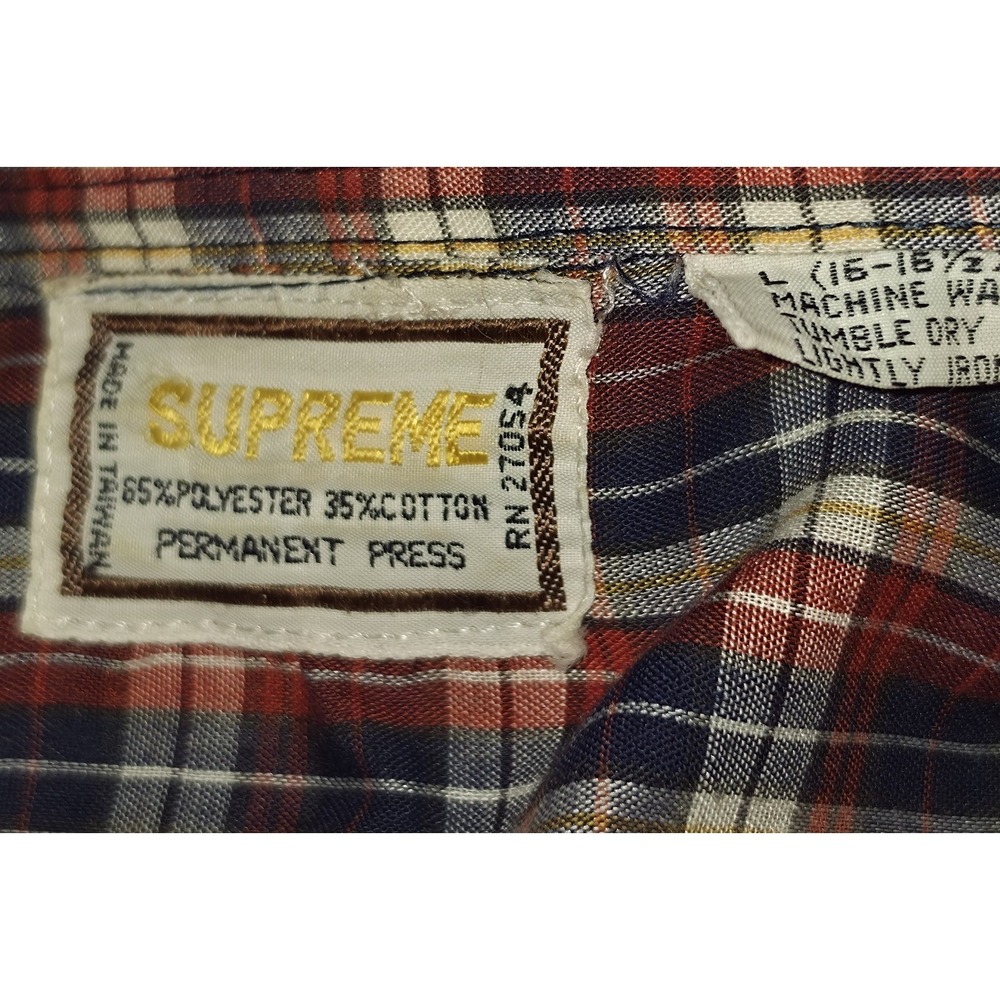 VTG 80's SUPREME Size Large Button-Up Cotton Short Sleeve Single Stitch Shirt - Picture 3 of 8